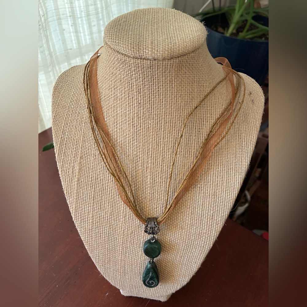 BOGO Multi-Strand Green Wood Pendant Necklace